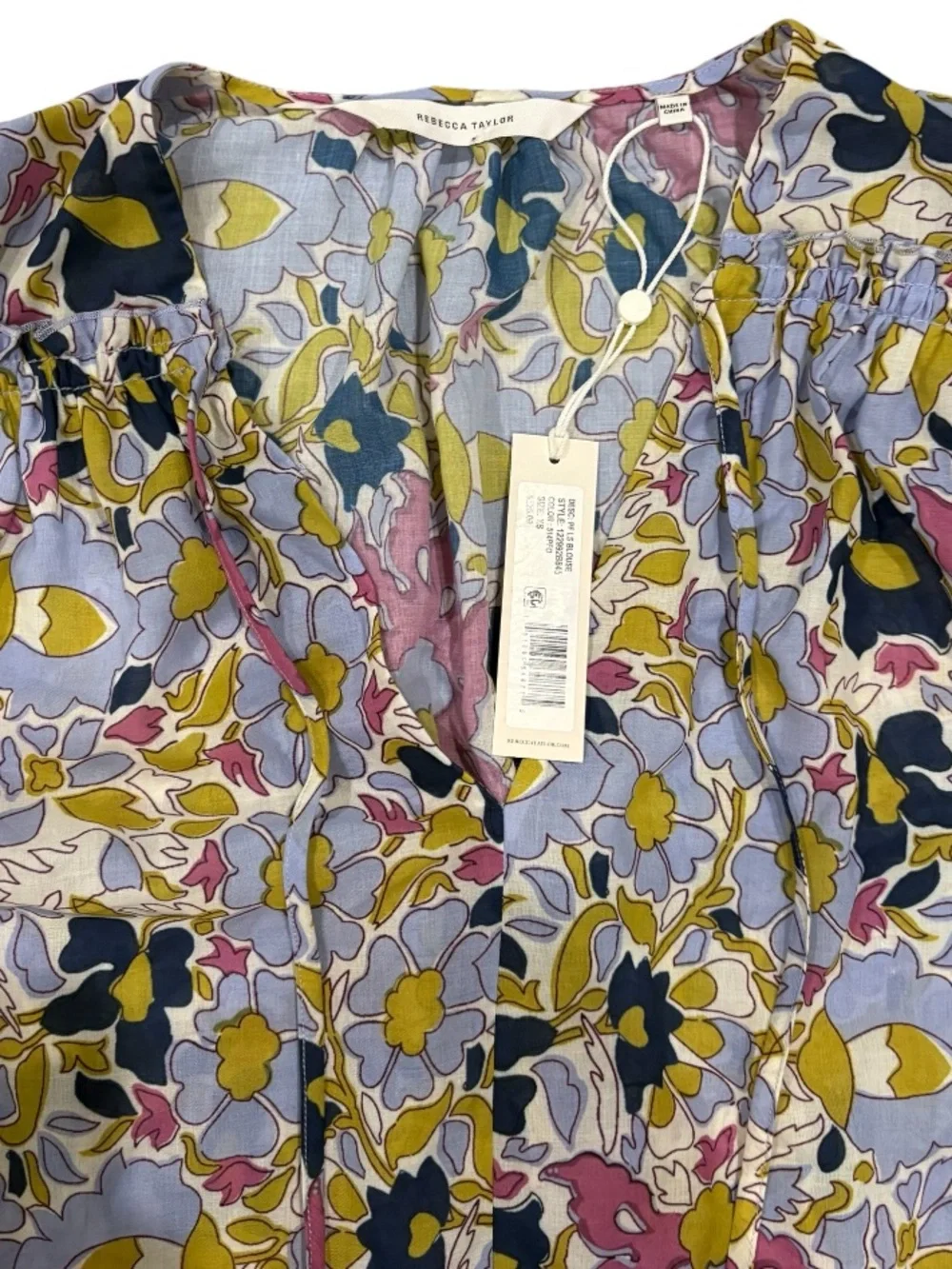 Rebecca Taylor Passion Flower Tie Front Blouse XS Purple Floral Boho NWT $225
